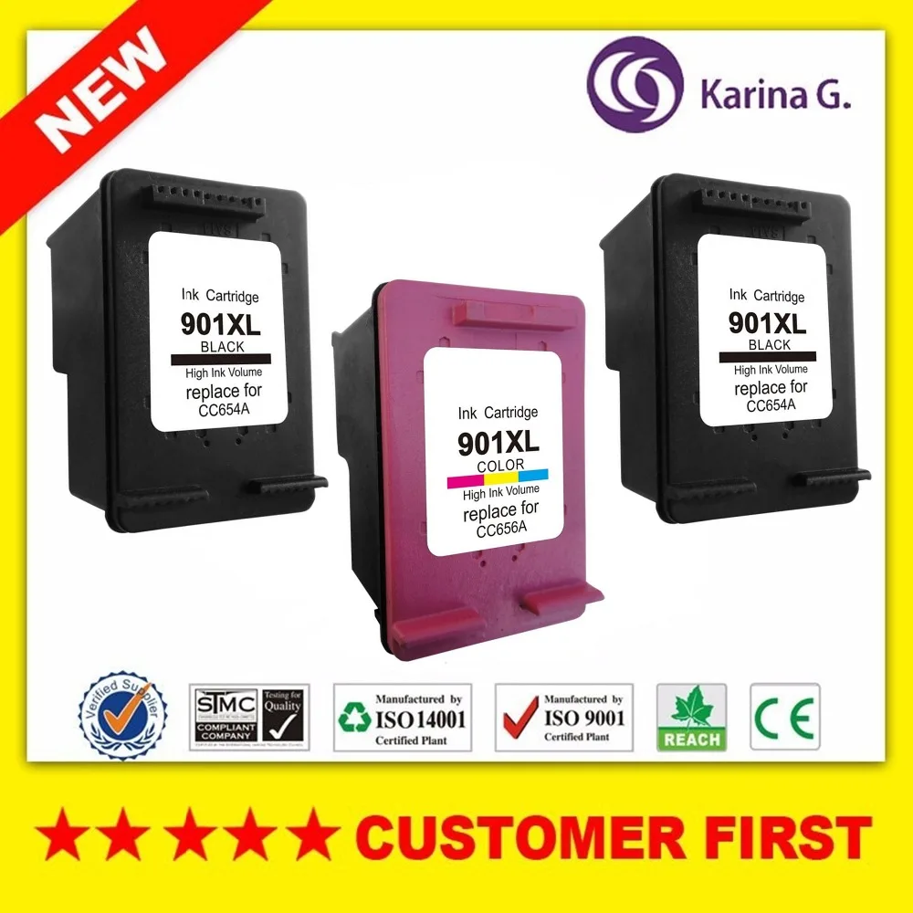 3PCS Remanufactured for HP 901XL hp901 Ink Cartridge for Officejet 4500 All in One G510 G510g