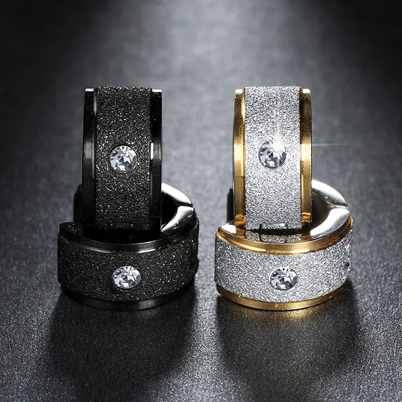 

2Pairs Stainless Steel Zirconia Women Earrings Frosted Surface Brincos 2018 Fashion Jewelry Stud Earings Wedding Party Jewellery