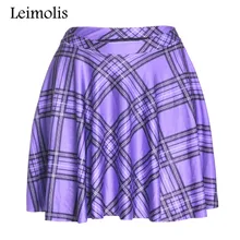 Leimolis 3d print Scotland plaid purple summer above knee mini short harajuku casual sexy plus size