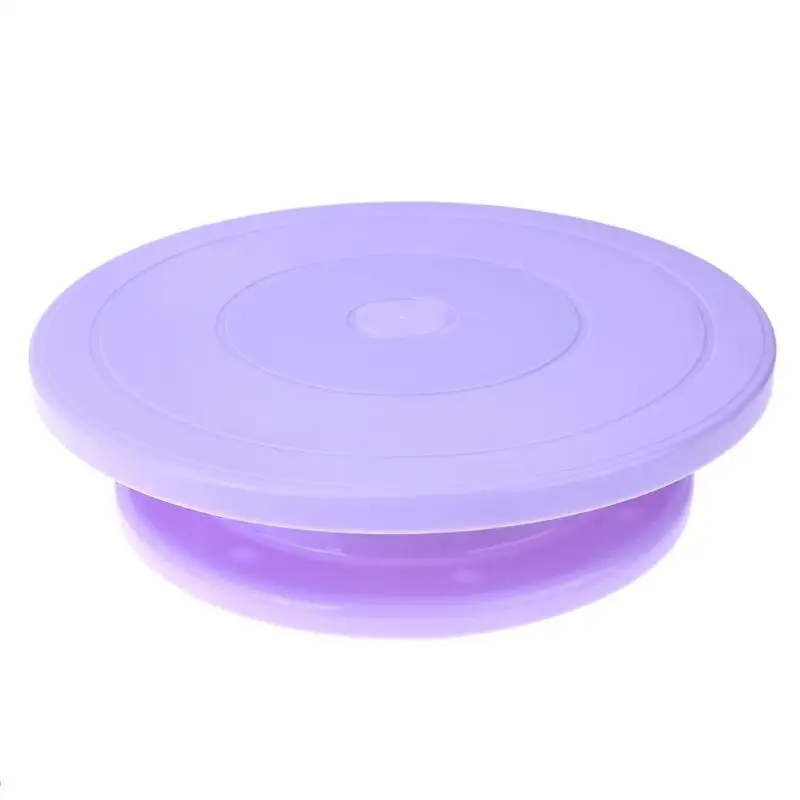 Сковородка "сделай сам", инструмент для выпечки, противоскользящая круглая подставка для торта, пластиковая пластина для торта, Вращающийся поворотный стол, инструмент для приготовления пищи - Цвет: Фиолетовый
