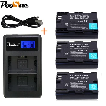 

3X LP-E6 LP E6 lpe6 Camera Battery+LCD Dual Charger For Canon EOS 5DS 5D Mark II MARK III 6D 7D 60D 60Da 70D 80D DSLR 5DSR