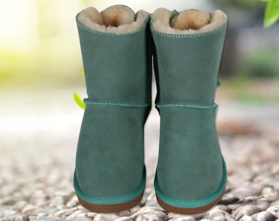 

New cowhide snowshoe women's bow women popular Anti-Slip warm and thickened.