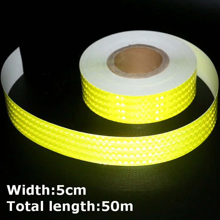 

50m*5cm High Intensity Reflective Strip Stickers for Car Styling Truck Motorcycle Decoration Yellow Safety Warning Adhesive Tape