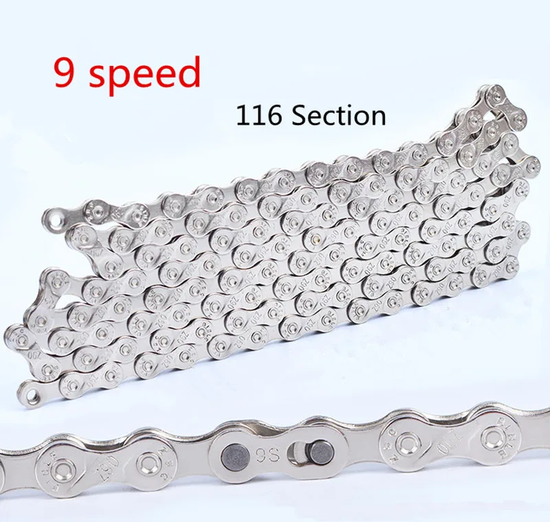 Best Brand Bicycle Chain Stainless Steel MTB Chain 116 Section For Mountain Road Bike Chain 6 7 8 9 10 11 Speeds with chain hook 16