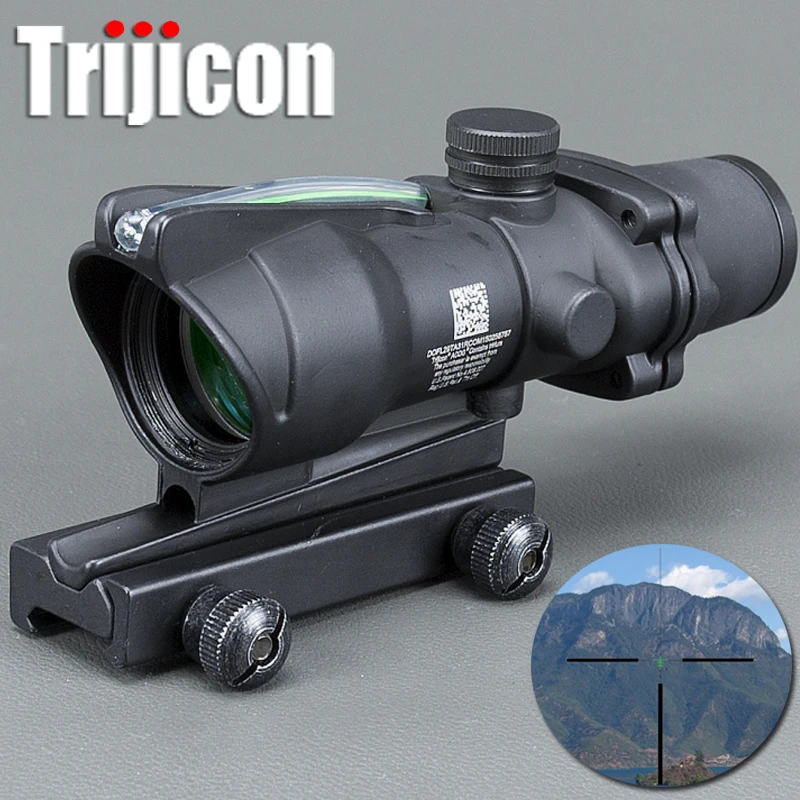 

Acog 4x32 Fiber Source Green Illuminated Scope Black Color Tactical Hunting Riflescope Hunting 553 Holographic Sight