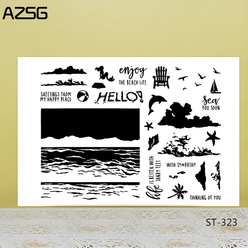 

AZSG Seascape Mermaid Dolphin Clear Stamps For DIY Scrapbooking/Card Making/Album Decorative Silicone Stamp Crafts
