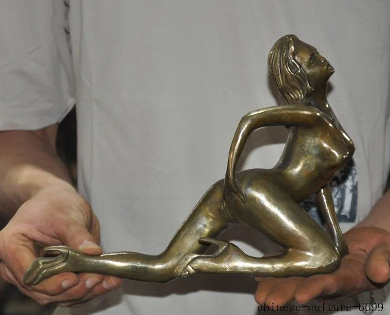 

christmas 10" Old China Chinese bronze Sexy Beautiful Woman Beauty Belle Statue halloween