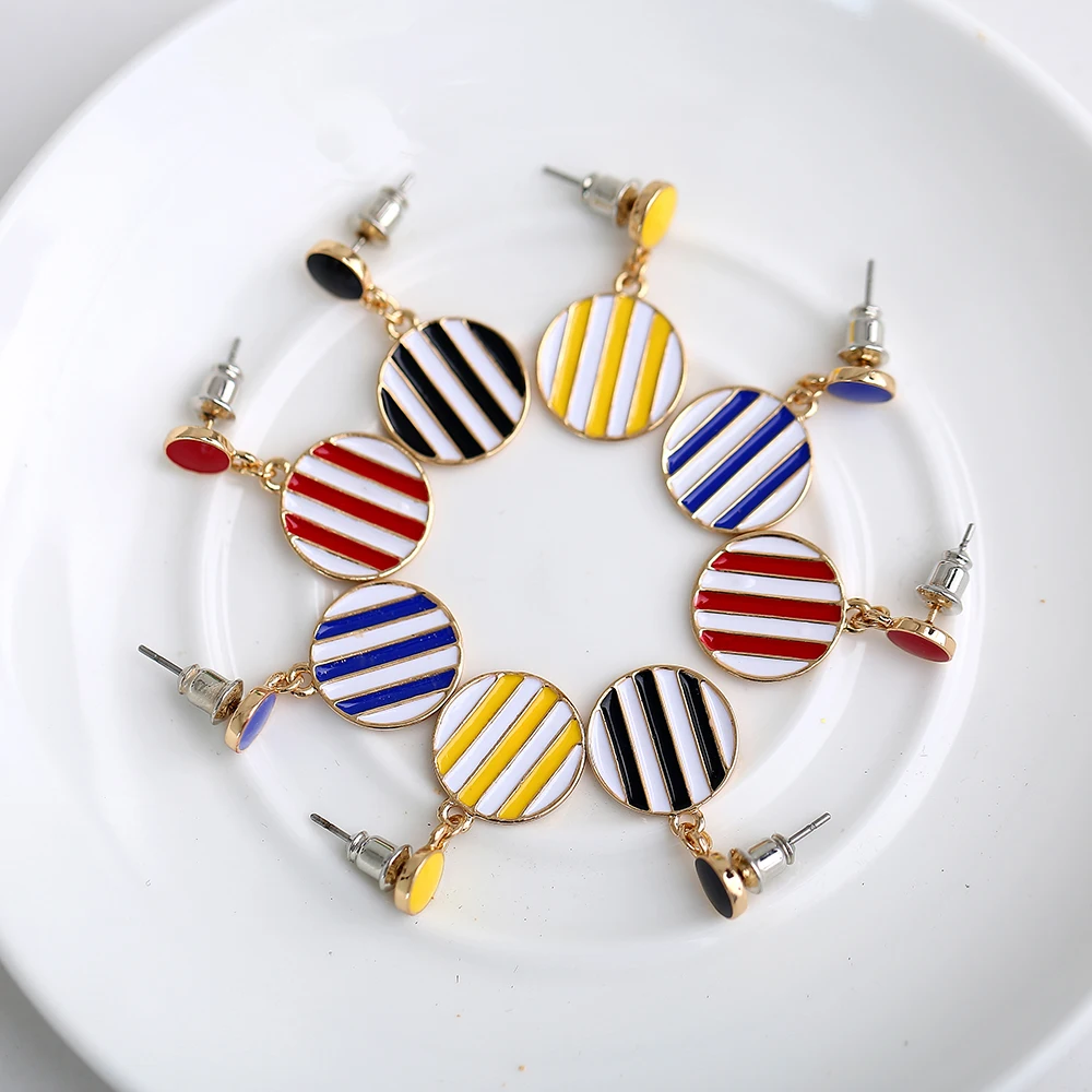 Fashion Round Dangle Earrings For Women 2018 New Yellow Red Black Blue Geometric Drop Earring Female Brincos Statement Jewelry