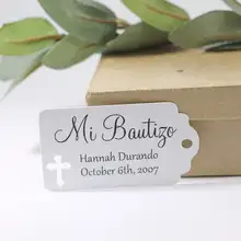 Пользовательские любые языковые крещения Mi Bautizo спасибо бирки для подтверждения-белые католические Ярлыки-христианские вечерние ярлыки