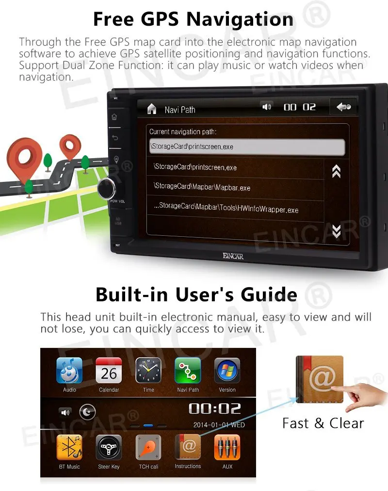 Excellent Windows 6.0 7 Inch 2 Din Car Stereo GPS Navigation with map card Autoradio with Touch Screen Car Radio Audio Remote Control Blue 2