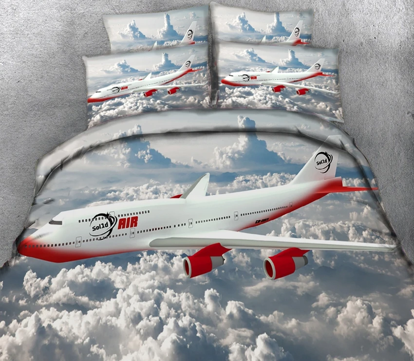 

Cloud plane 3d effect photo bed linen can be customized photo pattern