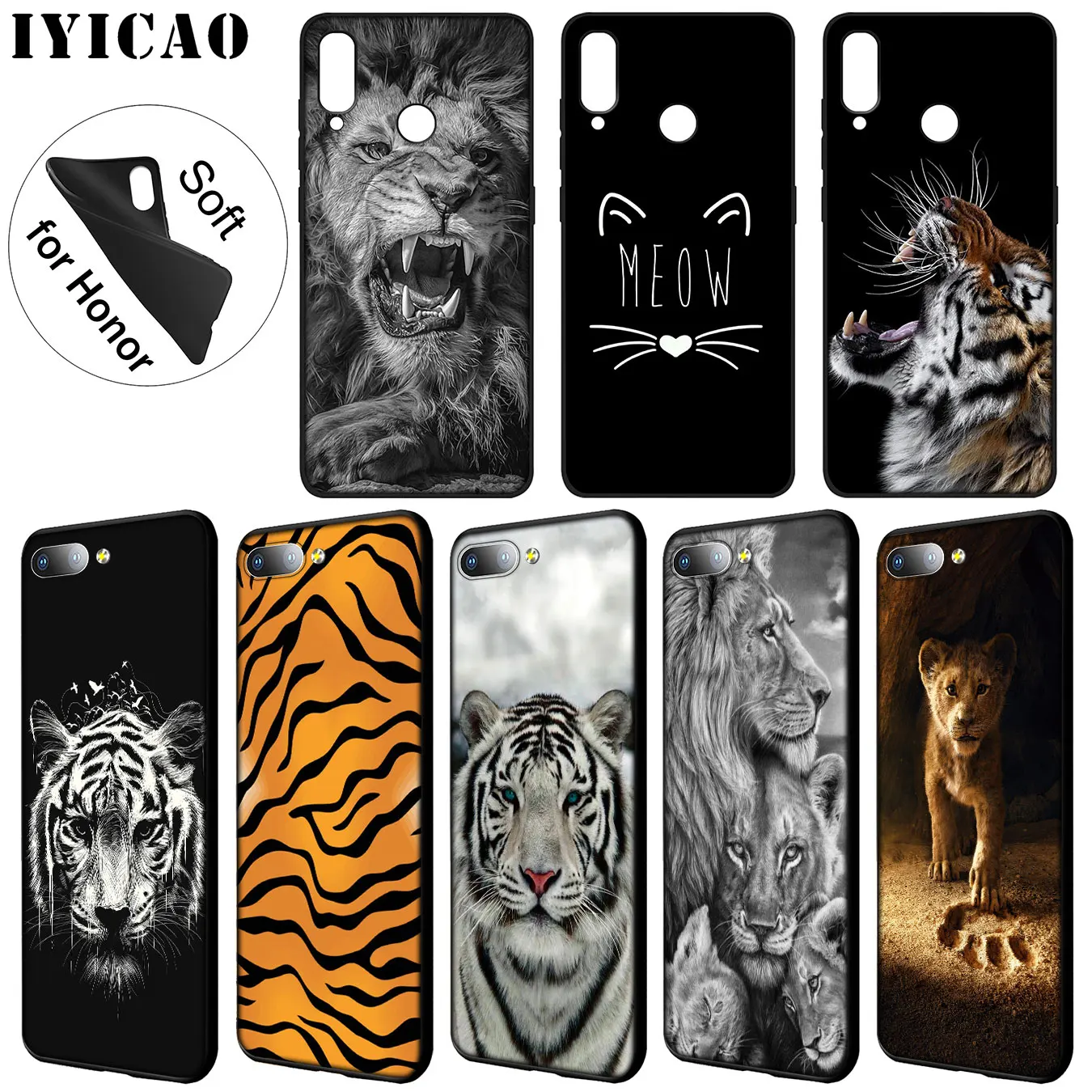 Мягкий силиконовый чехол для телефона IYICAO Tiger The Lion King Huawei Y9 Y7 Y6 Prime 2019 Honor 20 8C 8X 8 9 9X 10