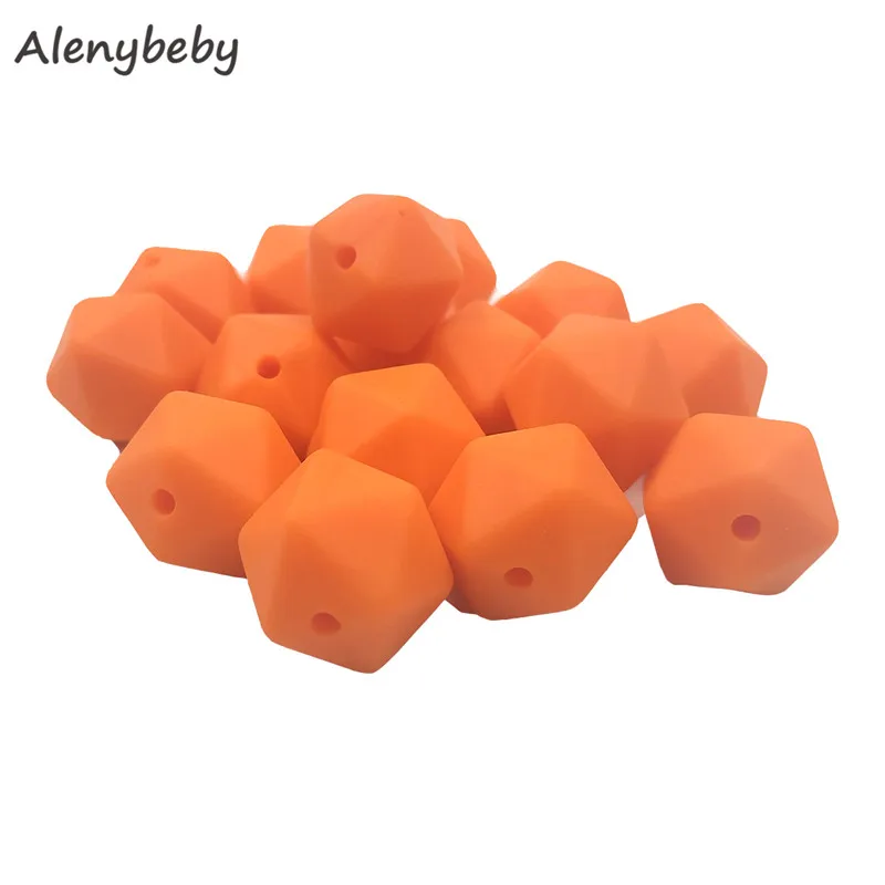 50pc 17mm Silicone Teether Beads Safe Icosahedron Shaped Candy Mix Color Teething Silicone Bead Toy BPA Free DIY Necklace Making - Цвет: Orange peel