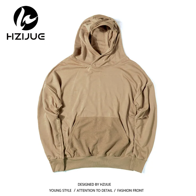HZIJUE 2018 streetwear hoodie Classic Basic solid pure color oversize baggy Justin Bieber man Men Hip Hop cotton hoodies black