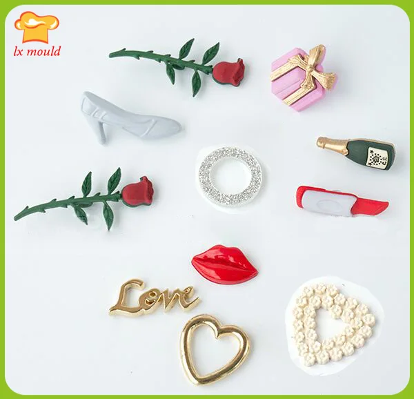 

Valentine's day turn sugar mold love silicone mold cake decorating tools The roses hand tools Lipstick each pace mold