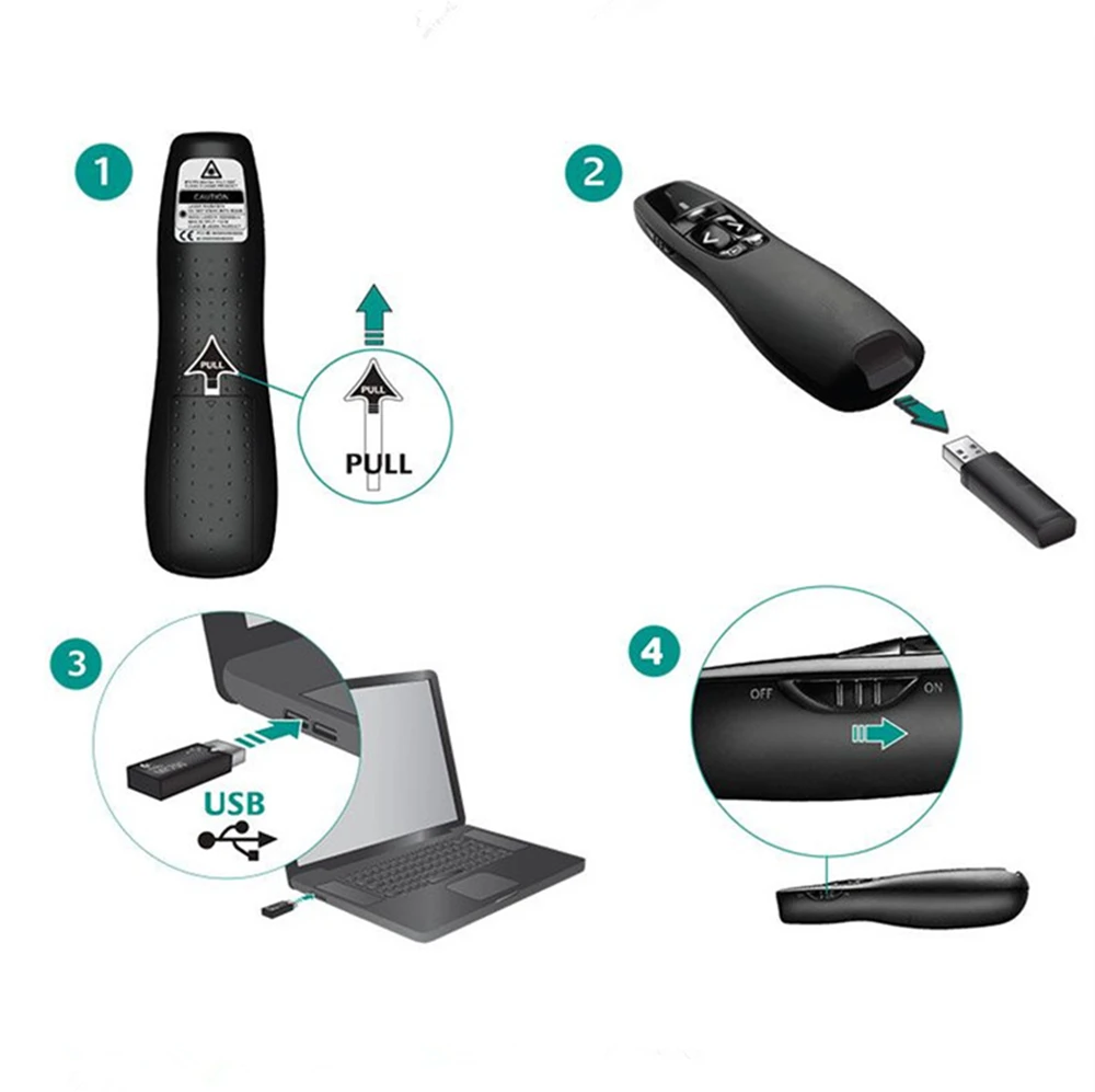 Беспроводная лазерная указка R400 2 4 ГГц USB для презентаций Powerpoint|Пульты ДУ| |