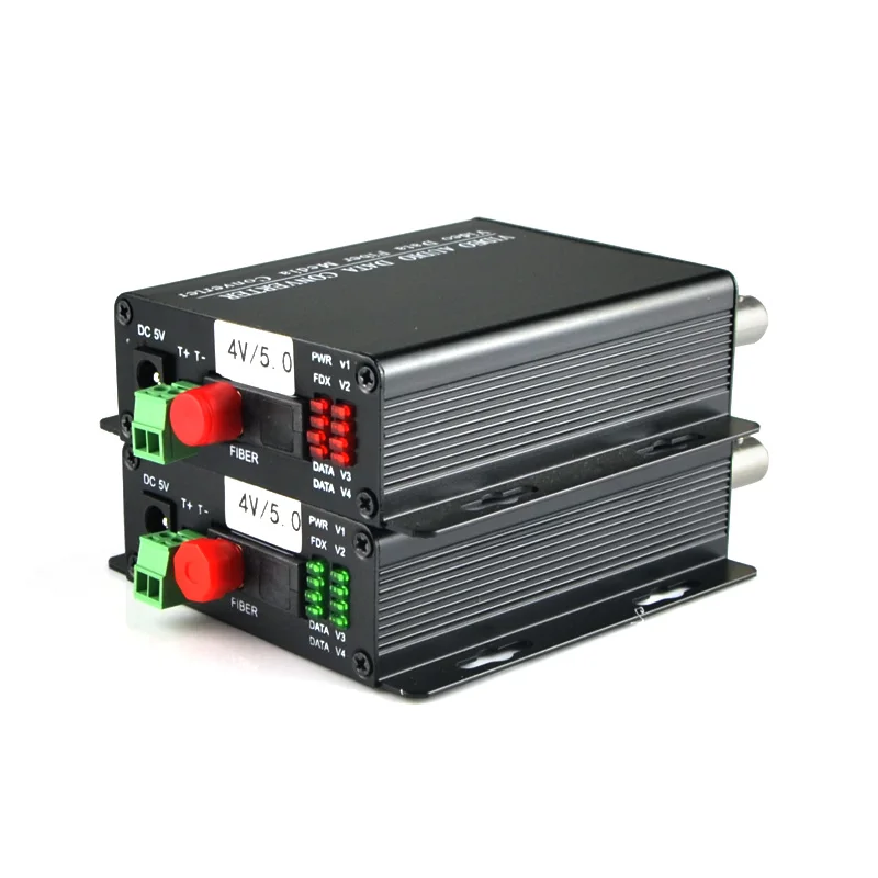 1 Pair 2 Pieces/lot 4 Channel Video Optical Converter 4V1D Fiber Optic