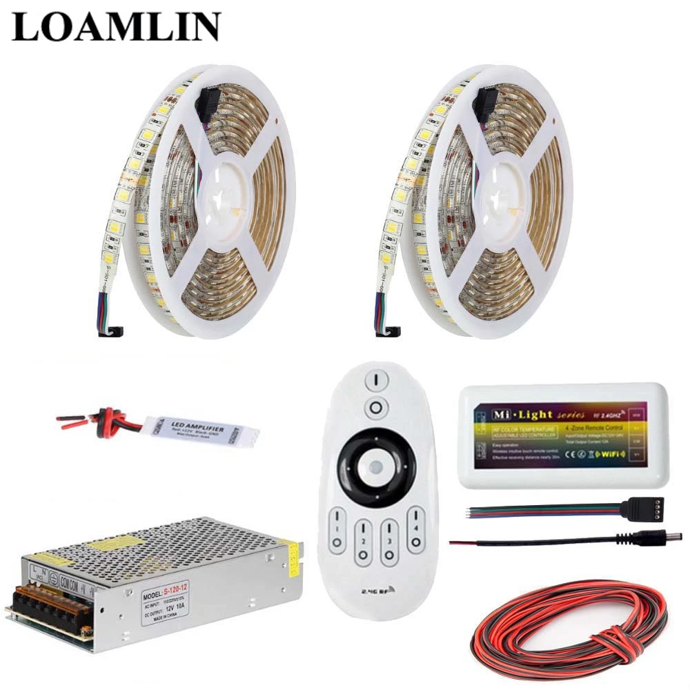 5 м 10 15 20 Светодиодная лента 5050SMD Цветовая температура (CCT) 2 4G Milight пульт