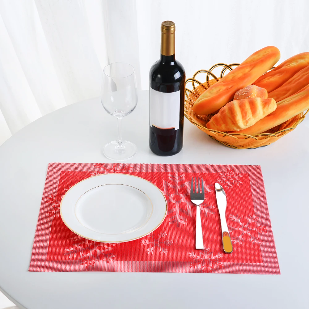 

12*18 in PVC Placemat Heat-resistant Woven Placemat Stain-resistant Anti-skid Washable Dining Table Mats Placemats for Christmas