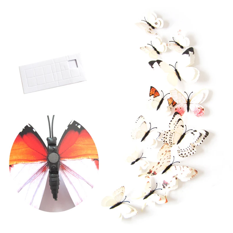 12 шт Двухслойная художественная наклейка на холодильник с бабочкой, домашний декор, сделай сам, наклейка на свадьбу, Настенная Наклейка на холодильник с бабочками - Цвет: Белый