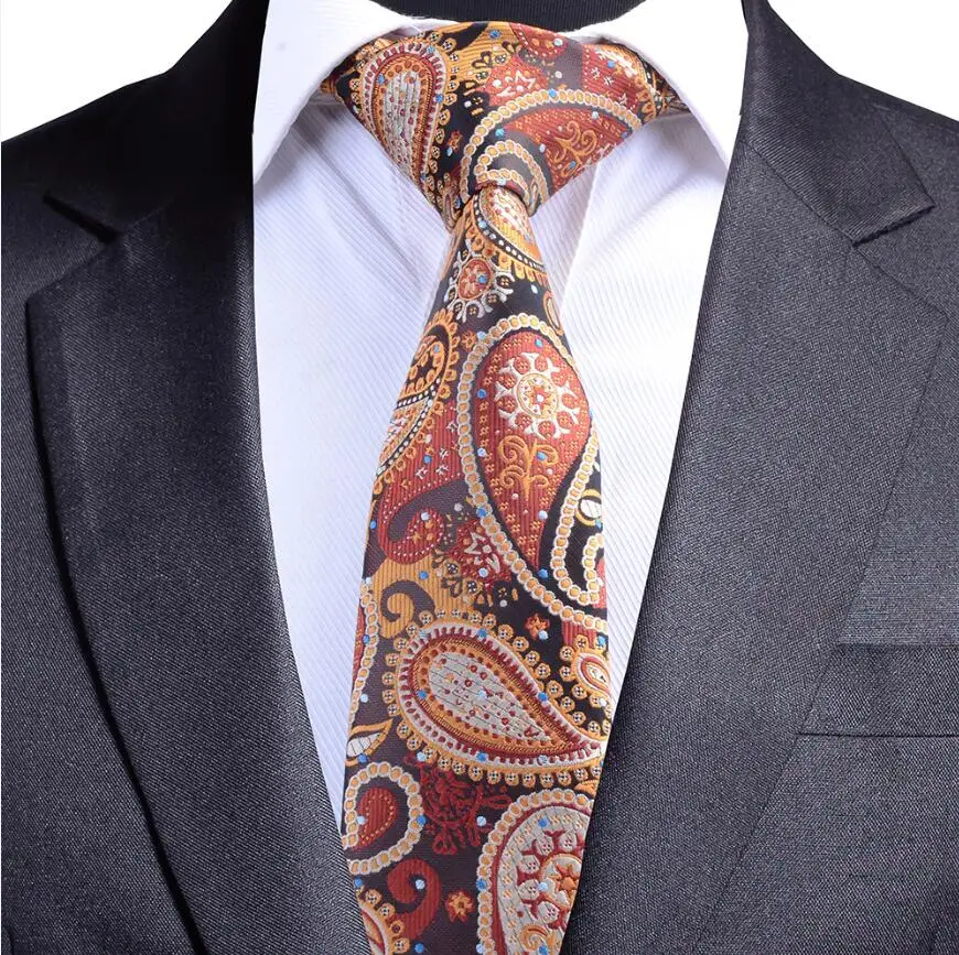 Gusleson качество Пейсли шелковые мужские галстуки шеи галстук 8 см Цветочные Галстуки для мужчин тканый галстук, жаккардовый костюм Бизнес Свадебная вечеринка - Цвет: 01