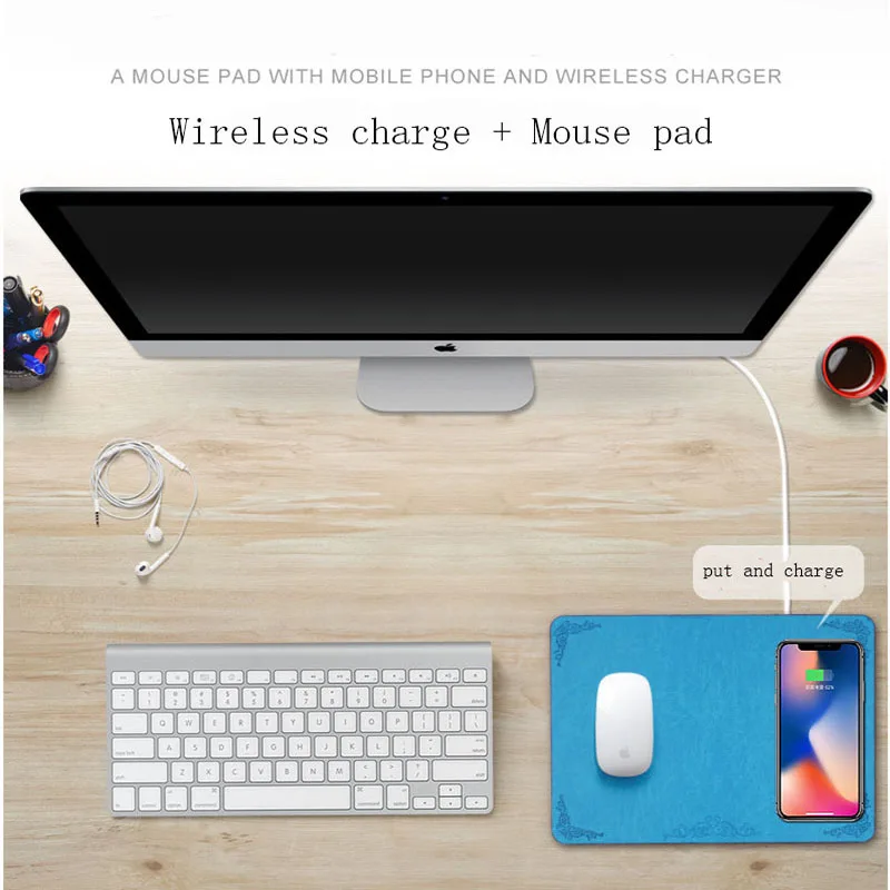Беспроводное зарядное устройство с ковриком для мыши ультра-тонкий Qi беспроводной зарядный коврик для iphone 8 8 Plus samsung Galaxy Note8 S8 S7 S6/Edge