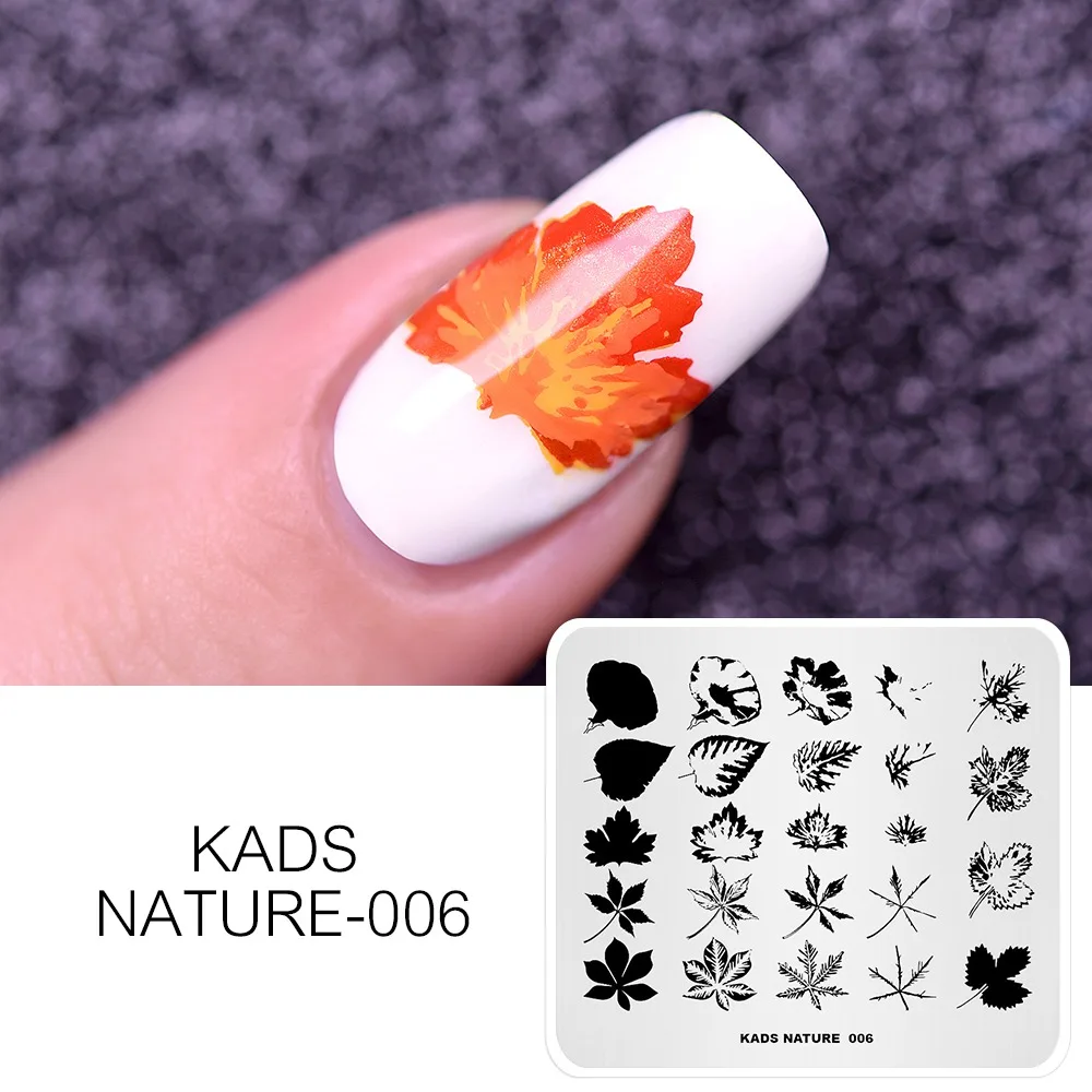 KADS природа 006 накладные листья Indus Кленовая маникюрная пластина Шаблон трафарет