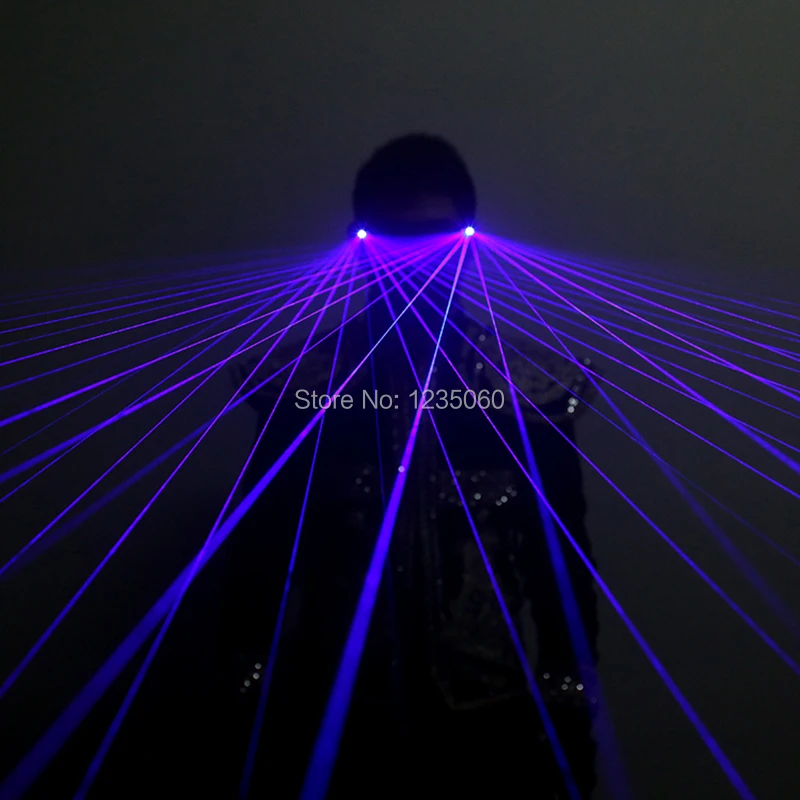 New Blue Laser Man Glasses With 2pcs Violet Lasers Luminous Stage Props