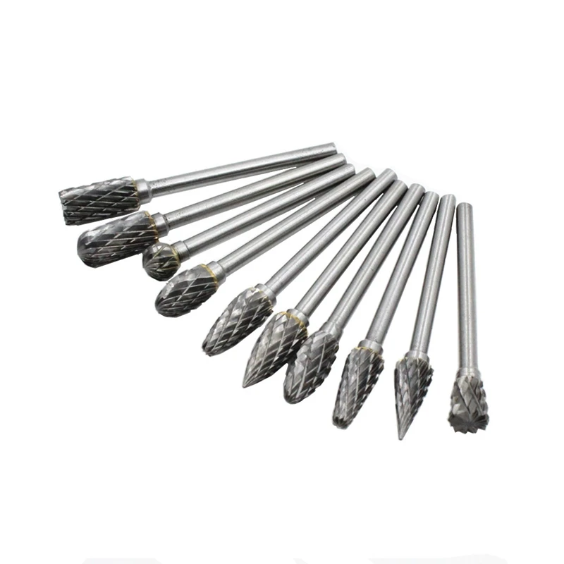 10In1 Type A-N Tungsten Steel 2.35Mm Shank Grinding Drill Tools High Quality Up to 85 Hardness For Dremel Tools