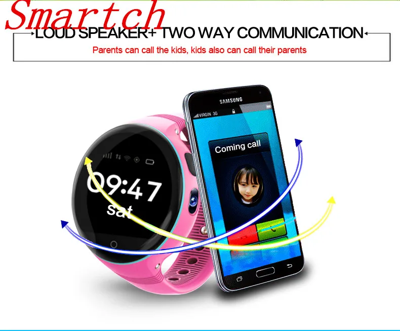 

Smartch S668 Kids GPS Smart Watch IP54 Waterproof Round Screen GPS SOS Wristwatch Remote Viewfinder for Kids Support SIM Card PK