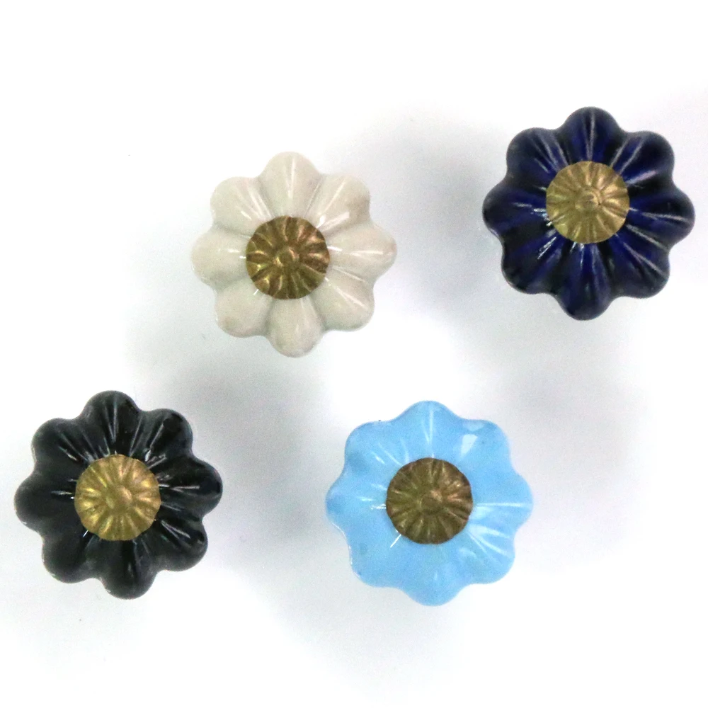 8PCS 25*28mm Antique Small Pumpkin Cabinet Knobs European Furniture Handles Ceramic Door Knob Drawer Cupboard Kitchen Pull