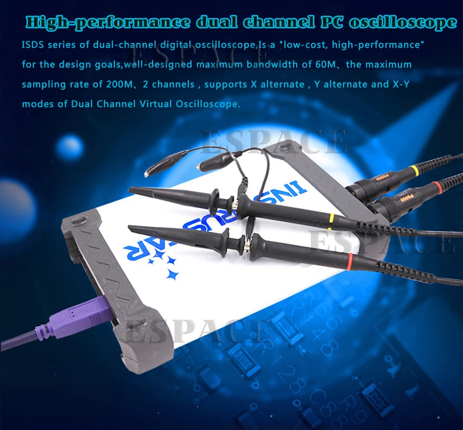 ISDS220B 4 в 1 Многофункциональный ПК USB виртуальный цифровой осциллограф+ анализатор спектра+ DDS+ генератор сигналов развертки 60 м 200 мс/с