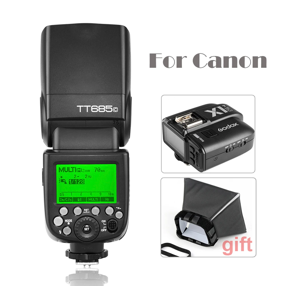 

Godox TT685C Camera Flash Light Speedlite HSS with TTL for Canon DSLR+Wireless Remote Flash Trigger+Flash Diffuser Softbox