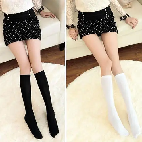 

Fashion Women Soft Velvet Solid Color Below Knee Socks High Boot Tube Socks School Stockings