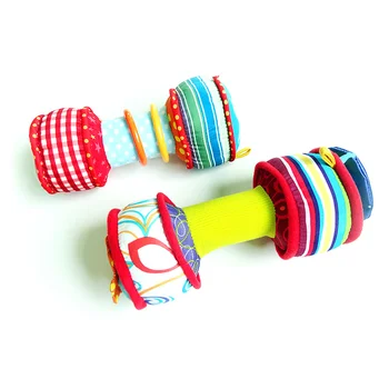 

2PCS Infant Baby Rainbow Colourful Soft Rattle Dumbbells Toy Kids Intellectual Development Toy