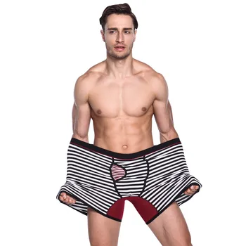 

2019 NEW Мужское нижнее белье Men's Summer Stripe Large Size Cotton Boxer Wholesale A4
