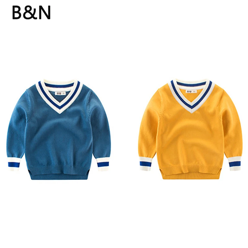 

B&N Boys And Gilrs Cotton Sweaters Kids V-neck Winter Warm Clothes Children Solid Knitted Cardigan Sweater Casual Outwear