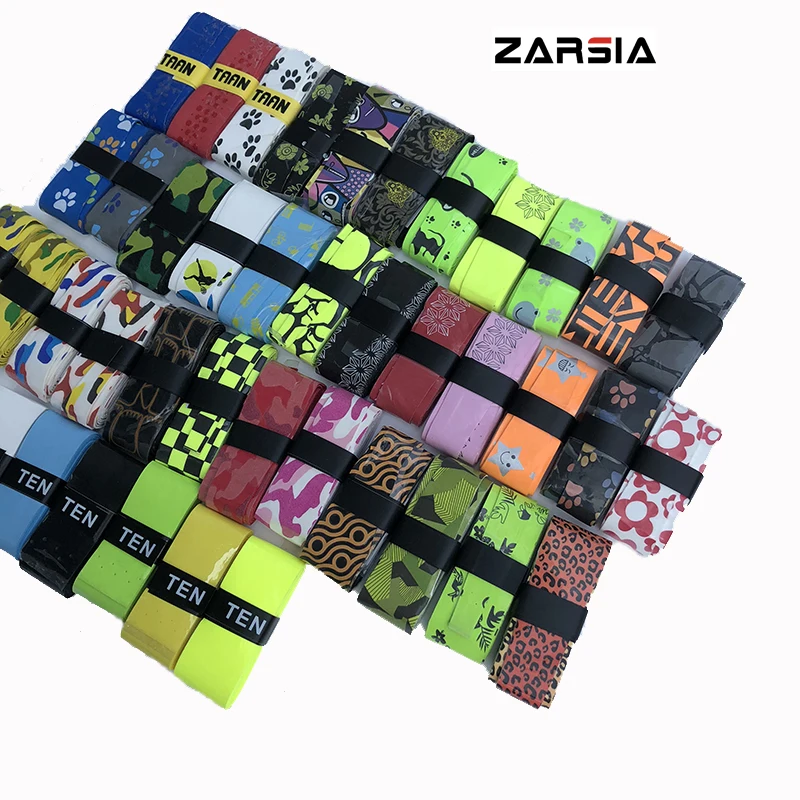10 pcs ZARSIA جديد لزجة يشعر تنس قبضة مختلف الطباعة نمط مضرب بدمنتون overgrips