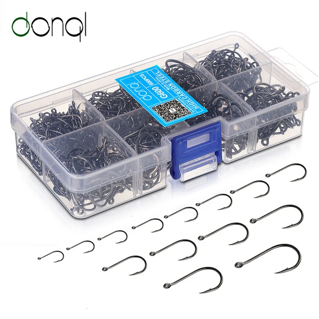 US $4.54 DONQL 500/600pcs Fishing Hooks Set Jig Barbed Circle Fishhook Mixed Size High Carbon Steel Carp Fly