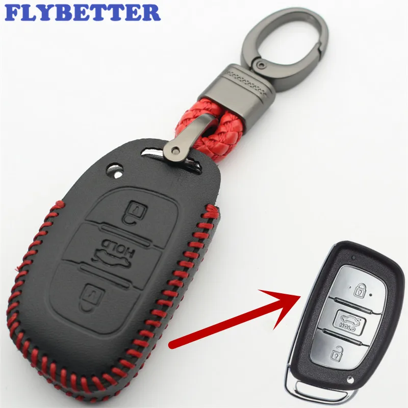 FLYBETTER брелок из натуральной кожи с 3 кнопками смарт ключ чехол для Hyundai
