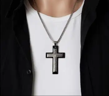 

New personality cross men's Europe and America Christian titanium steel pendant necklace