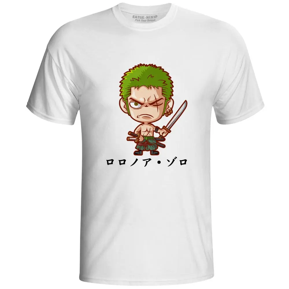 Lucu Chibi Roronoa Zoro T Shirt Kasual Punk Kartun Anime One Piece