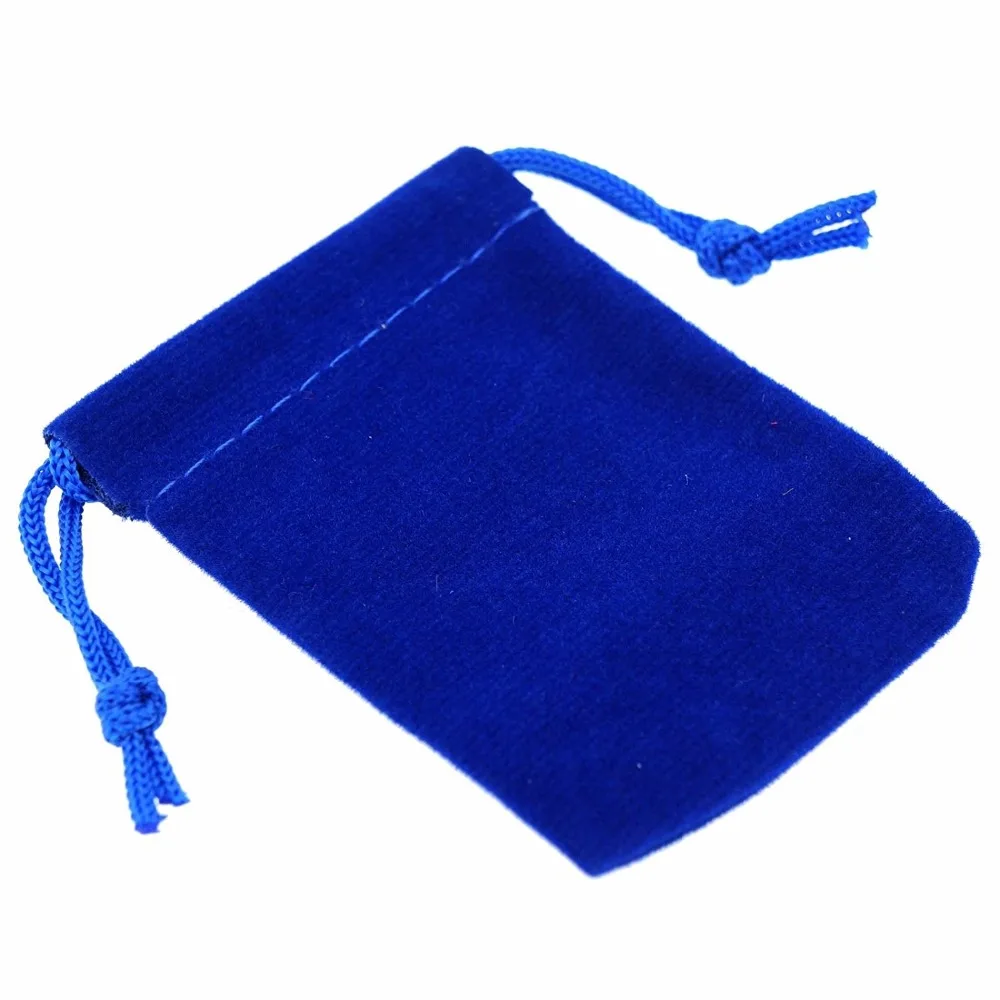 100 шт бархатные мешочки с завязками мягкие разноцветные подарочные пакеты для ювелирных изделий 5x7 см 7x9 см 9x12 см - Цвет: Blue