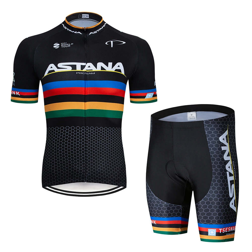Велосипедная футболка Team ASTANA Мужская короткая футболка ropa ciclismo hombre ciclismo комплект одежды для велоспорта Одежда для велосипеда 16D гелевая подкладка - Цвет: 3