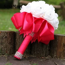 Новинка много цветов Роза для подружки невесты Искусственные руки держа Свадебные цветы Свадебные букеты для вечерние украшения