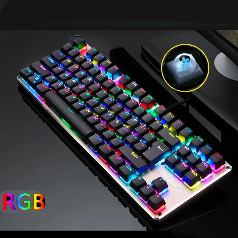 RGB механическая клавиатура Игровая USB Проводная 87/104 клавиш 16800 миллионов цветов анти-ореолы русский/английский подсветка рабочего стола