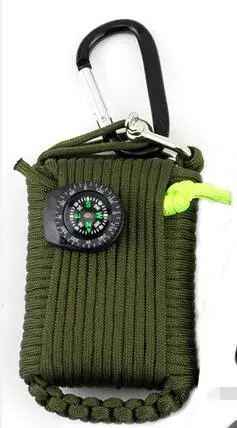 Military Green Оборудование для выживания на открытом воздухе, SOS набор, Паракорд, аптечка, принадлежности, полевая самопомощь, коробка для кемпинга, путешествия, Рыболовный набор - Цвет: Military Green