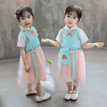 

Summer Hanfu Dress For Girls Baby Girl Embroidery Chinese Style Hanfu Princess Dress National Costume Tang Dynasty Dress DQS1957