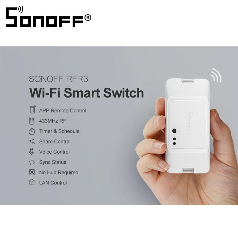 

Smart Home SONOFF RF R3 Smart RF Control RM 433Mhz Switch WIFI 100-240V DIY Ewelink APP Automation works with Alexa Google Home