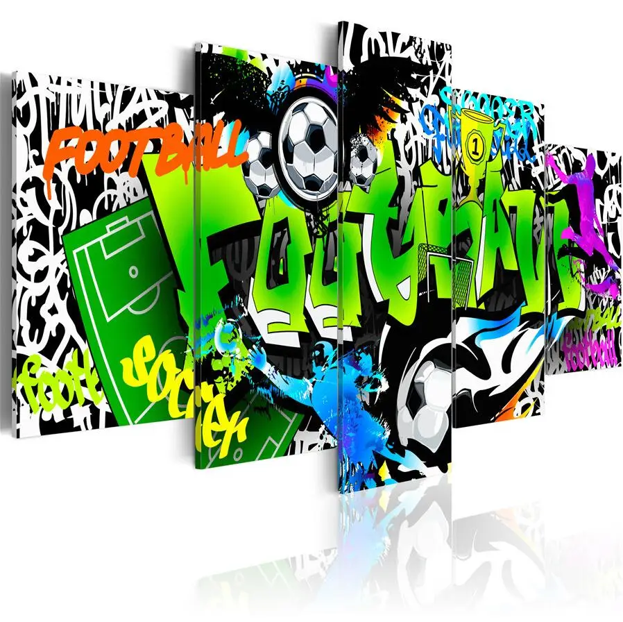 Модные настенные художественные картины на холсте 5 шт. креативные абстрактные красочные граффити футбол Современное украшение дома без рамки - Цвет: Abstract24-1